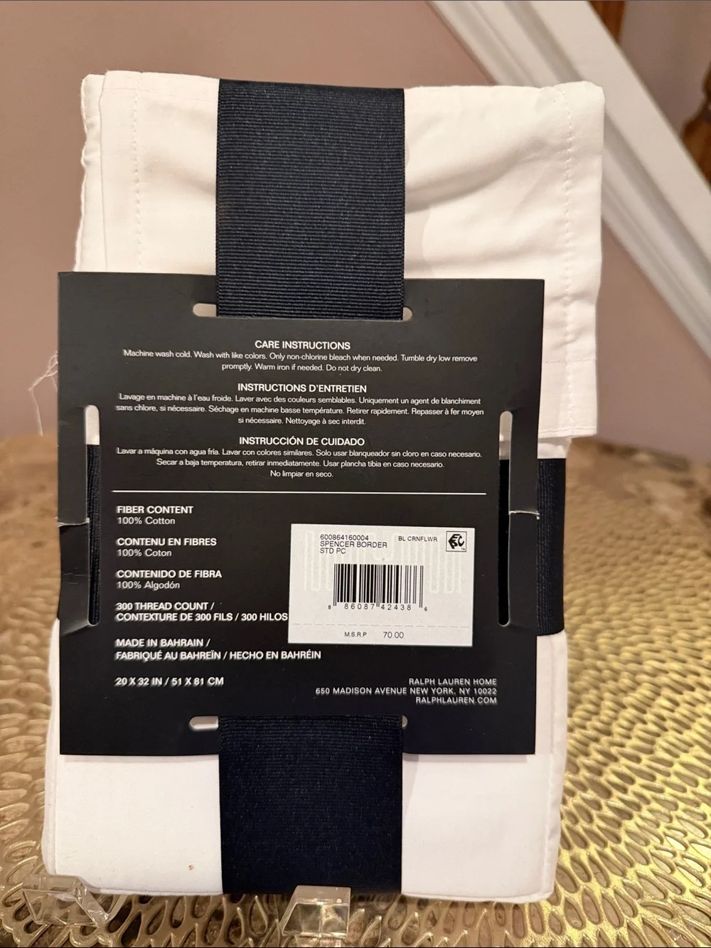 Lauren Ralph Lauren White Pillowcases with Blue Border, Set of 2 Standard